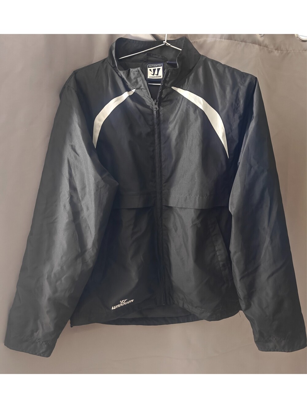 Warrior Black Full Zip Windbreaker Active Jacket Size S